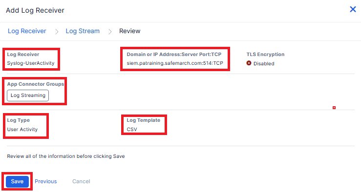 Lab 3 — Configure Log Streaming | EDU-202
